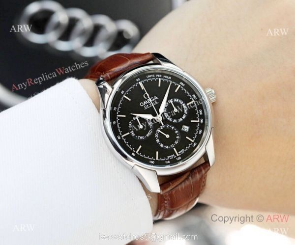 Copy Omega De Ville Complications Men Watches White Dial Black Band 3