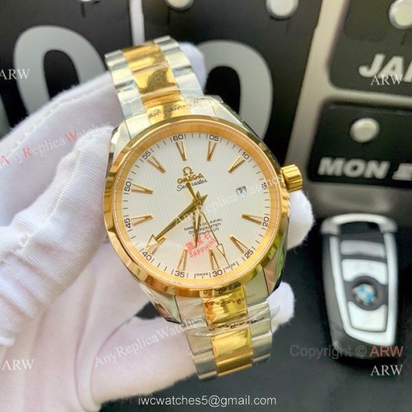 Copy Omega Seamaster Aqua Terra Swiss Citizen 8215 Watches 2-Tone Black Dial 3