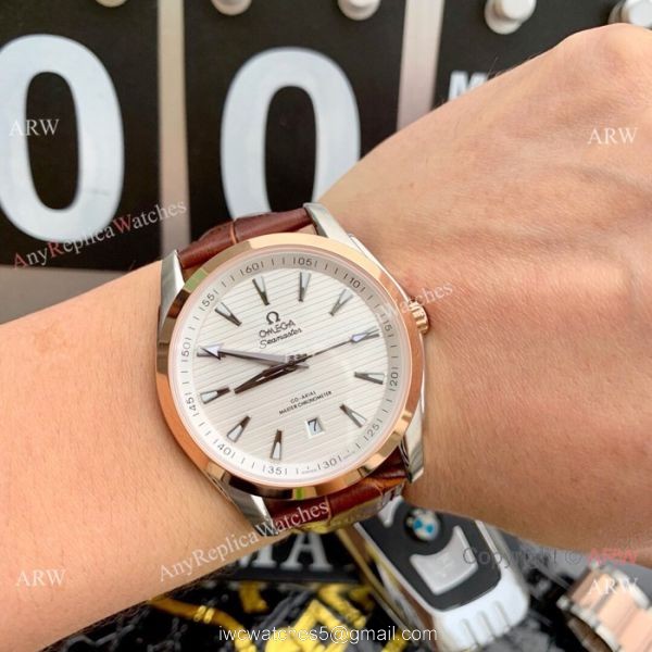 Omega Seamaster Aqua Terra Swiss 8900 Watch Rose Gold Bezel 3