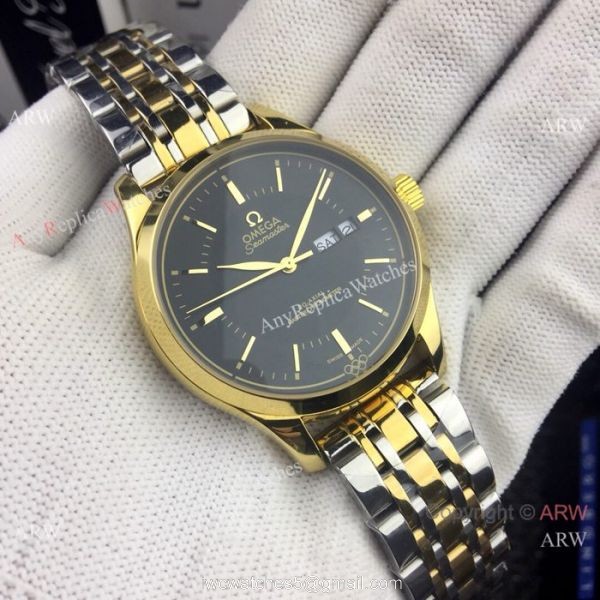 Omega Seamaster day date Watches Two Tone White Dial 3