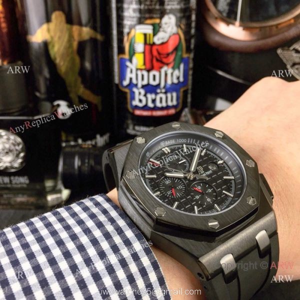 Best Audemars Piguet Royal Oak Offshore Replica Watches Black Case Rose Gold Marker 3