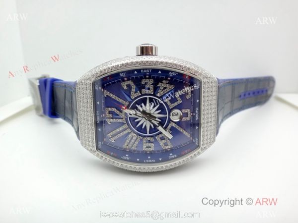 Franck Muller Vanguard Yachting V45 Iced Out diamond Watch New Replica 3