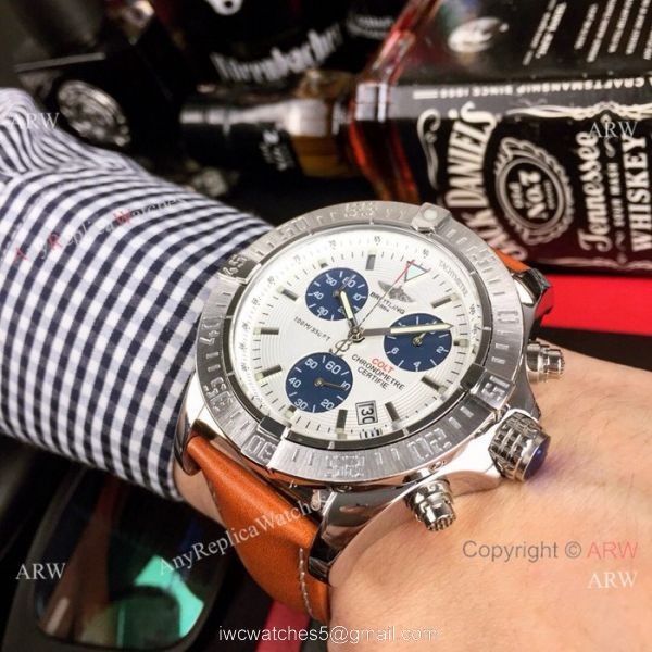 Copy Breitling COLT Chronograph Watches SS Brown Leather Strap 3