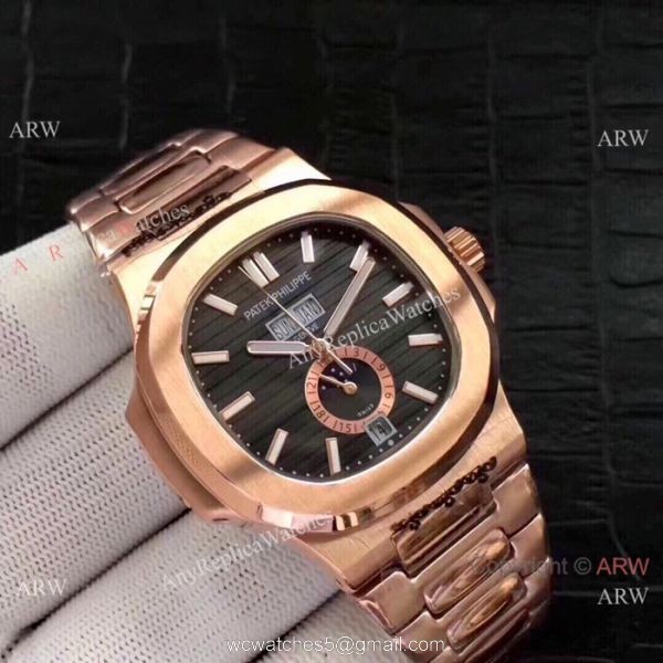 Fake Patek Philippe Nautilus Annual Calendar Rose Gold Watches 3