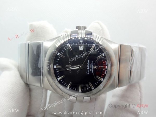 Omega Double Eagle Black Dial Stainless Steel Men Watch Replica 3