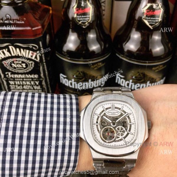New Patek Philippe Nautilus Ss Silver dial Watch Patek Philippe Skeleton Replica 3