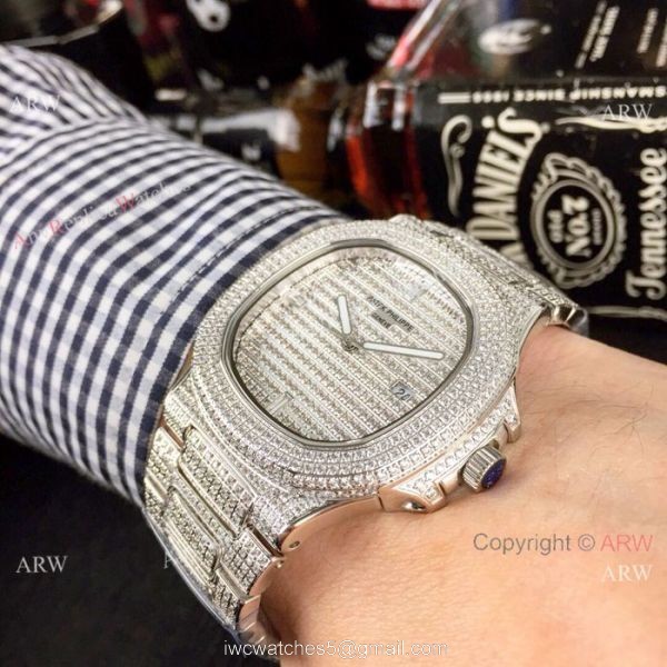 Iced Out Patek Philippe Nautilus Replica watch Quartz Movement 3