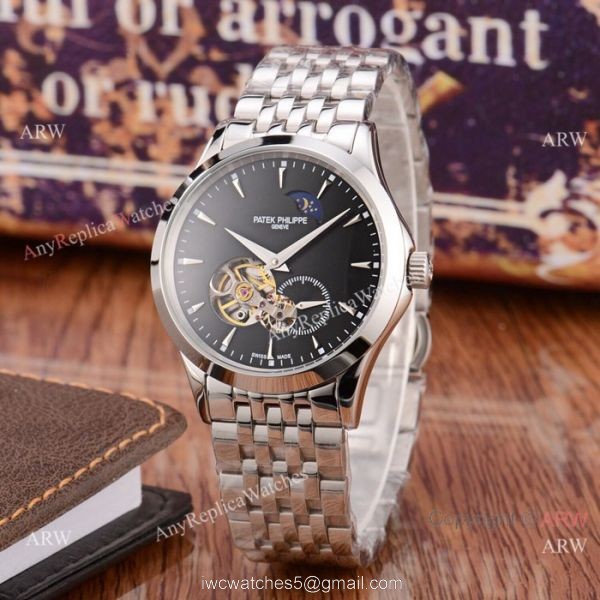 New Style Copy Patek Philippe Moon phase Watch Rose Gold 41mm Case 3