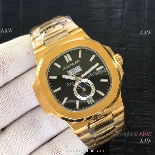Top Grade Replica Patek Philippe Nautilus Annual Calendar 39.5mm Watch Yellow Gold 3