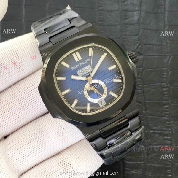 High Qaulity Replica Patek Philippe Nautilus Annual Calendar All Black Watch 3
