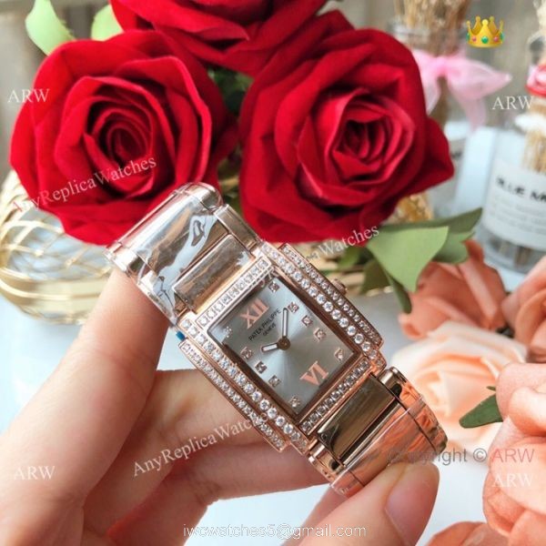 Copy Patek Philippe Twenty-4 Lady Watches Rose Gold Brown Dial -Swiss Quality 3