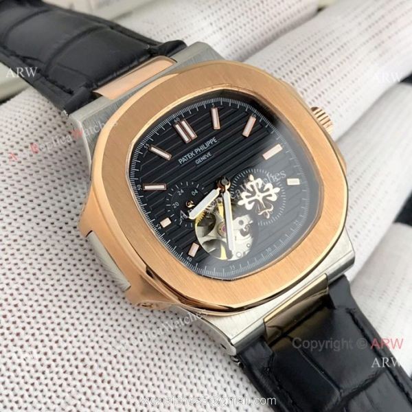 Patek Philippe Nautilus White Face with Tourbillon Gold Case Watch 3