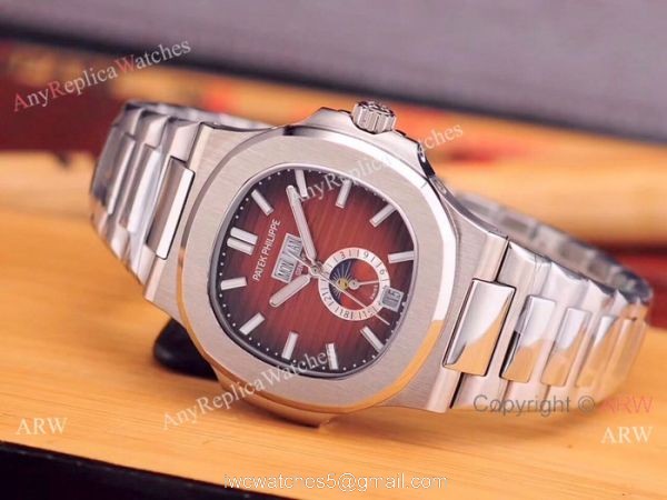 Fake Patek Philippe Nautilus Annual Calendar Man Watch Stainless Steel Blue Face 3