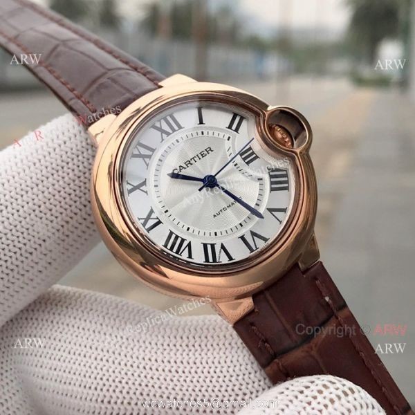 Swiss Quality Replica Cartier Ballon Bleu 33mm Watch SS Pink Dial 3