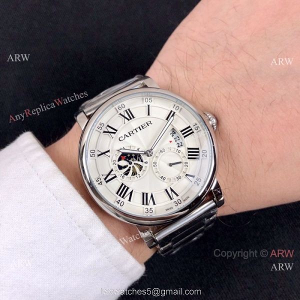 New Cartier Rotonde de Moon phase Stainless Steel Black Watch 40mm 3