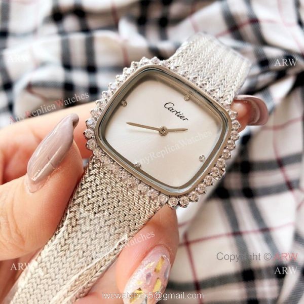 Fashion Cartier Replica Watches Rose Gold Diamond Case 3