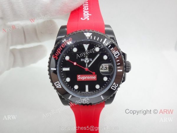 Rolex Supreme limited edition Red Rubber Strap Copy Watch 40mm 3