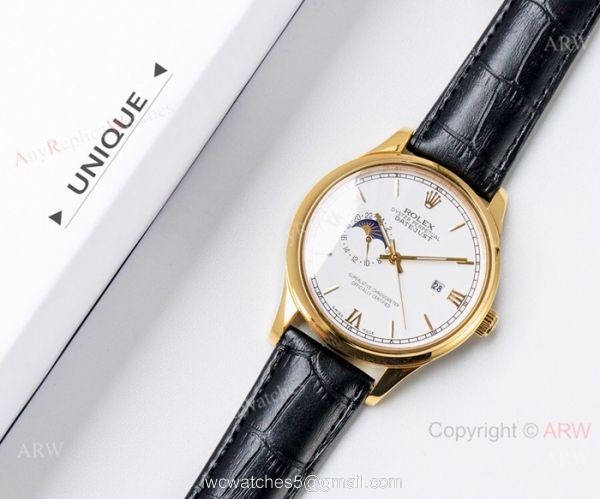 New Copy Rolex Datejust Moonphase Gold Watch Swiss 8217 Movement 3