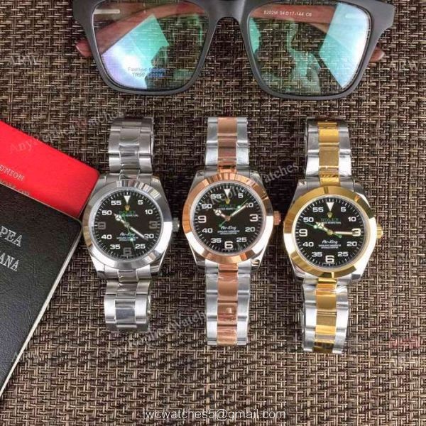 Rolex Air King Replica Men Watch Two Tone Black Dial 3