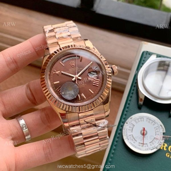 Copy Rolex Day Date 2 41mm watches Rose Gold President White Dial 3