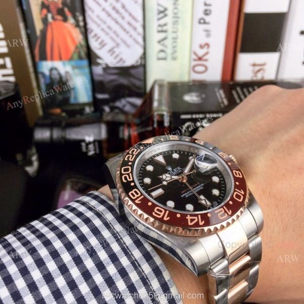 UR Factory Copy Rolex GMT 2018 &8216;Root Beer Watch Two Tone Rose Gold 3