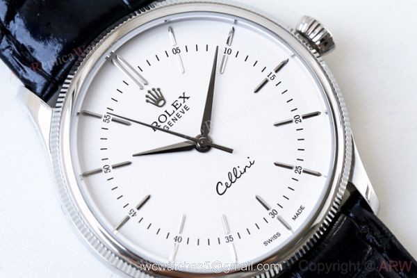 Swiss 3132 Rolex Geneve Cellini Time SS White Dial Watch 3
