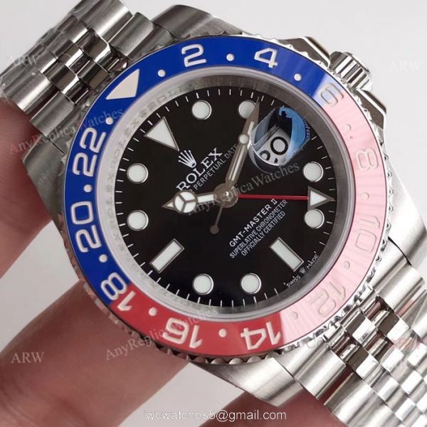 Rolex GMT Master II Pepsi Replica Watch DJ factory 904L Swiss 2836 3