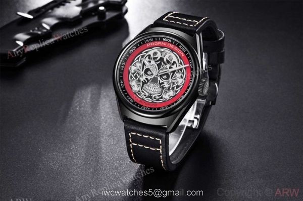 New Replica Pagani Design Black PVD Skeleton Skull Men Watch 3