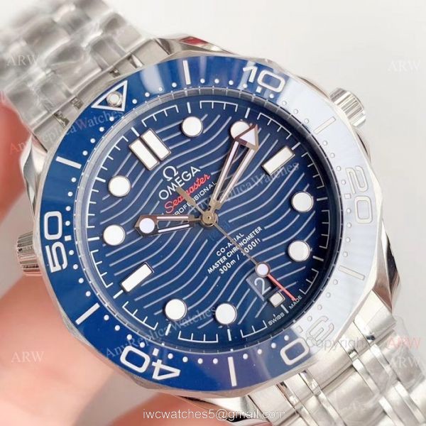 (OM) Omega Seamaster Diver 300M Master James Bond Watch Replica / SS Blue Dial 3