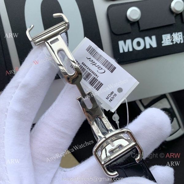 Ballon Bleu de Cartier Moonphase Copy Watch Black Leather Strap 3