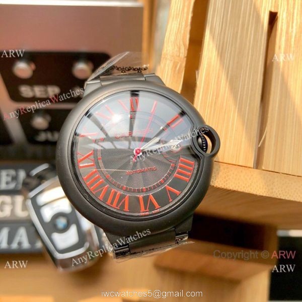 Replica Cartier Ballon Bleu Cartier 42mm PVD Black Dial Watch Swiss 8215 3