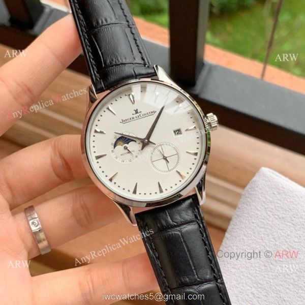 Fake Jaeger-leCoultre Moonphase Rose Gold White Dial Watch 3