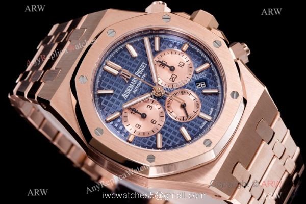 BF Factory Audemars Piguet Royal Oak Blue Dial Rose Gold Replica Watch 3