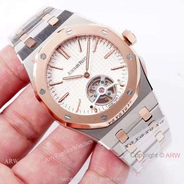 Copy Audemars Piguet Royal Oak Tourbillon Swiss 2924 Watches 2-Tone Rose Gold 3