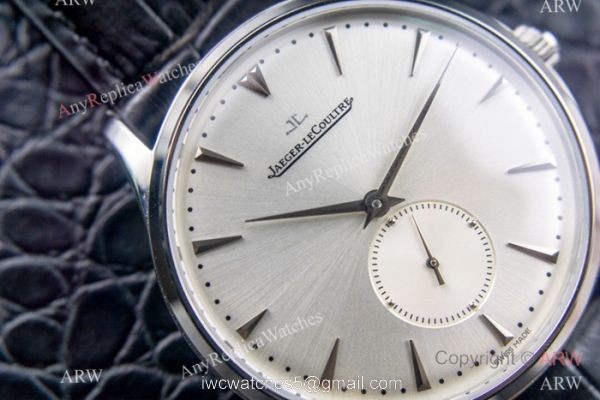 Swiss Replica Jaeger-LeCoultre Master Watch Silver Face Black Leather Strap 3