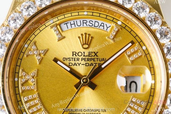 N9 Swiss Grade Rolex Day Date 2 Yellow Gold Diamond Roman Markers Watch 41mm 3