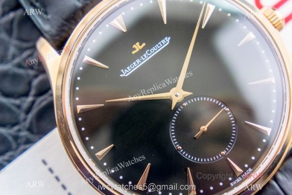 Replica Jaeger LeCoultre Master Ultra Thin Yellow Gold Black Watch Swiss Grade 1 3