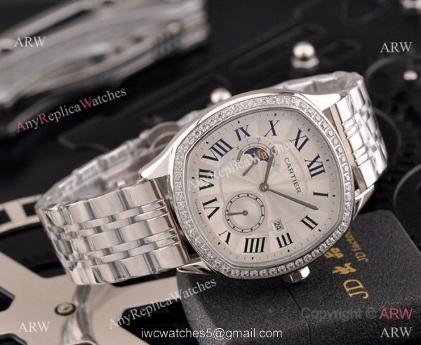 New Copy Cartier Drive de Moonphase Watch White Dial Black Leather Band 3