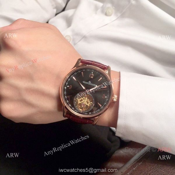 Jaeger-LeCoultre Tourbillon Silver Dial Black Leather Strap 42mm Watch 3