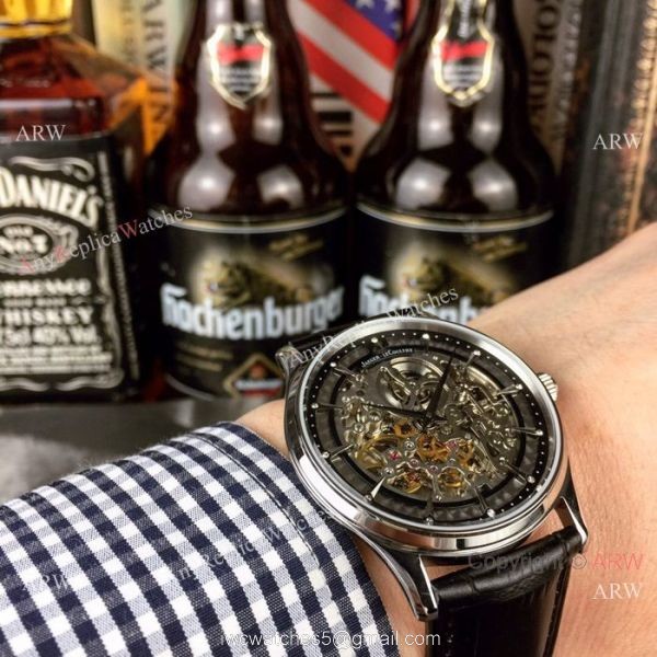 High Quality Copy Jaeger LeCoultre Stainless Steel Skeleton Dial Watches 3