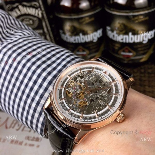 Best Quality Replica Jaeger-LeCoultre Skeleton Rose Gold Men Watch 3