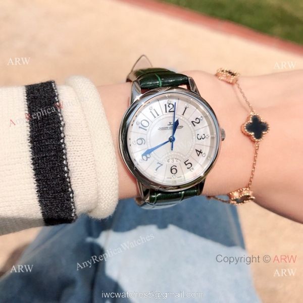 Copy Jaeger-LeCoultre Rendez Vous 33 Watch Green leather Strap 3