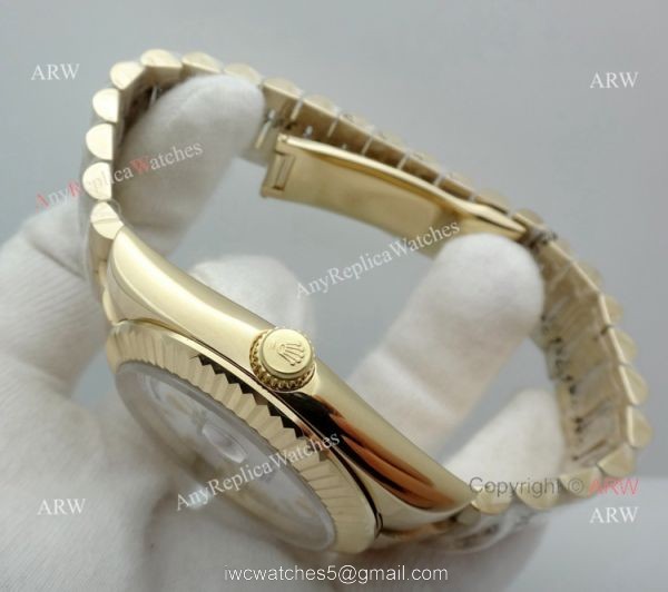 Rolex Day-Date White Dial Yellow Gold Watch 40mm Rolex Presidential Replica Watch 3