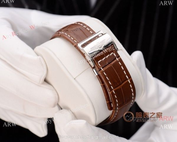 Copy Breitling Navitimer Tourbillon Watch White Dial Brown Leather Strap 3