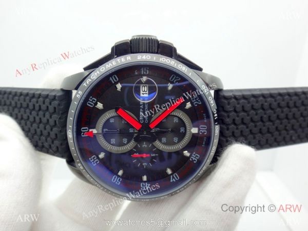 Fake Chopard Alfa Romeo Chronograph Black Dial Watch Red Hands 3