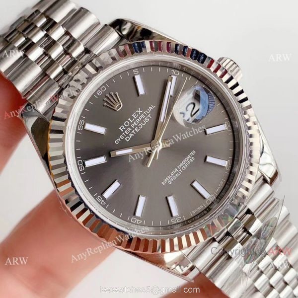 Rolex Datejust Stainless Steel Rhodium Dial Eta2824 Watch Super Clone / Rolex AR Factory 3