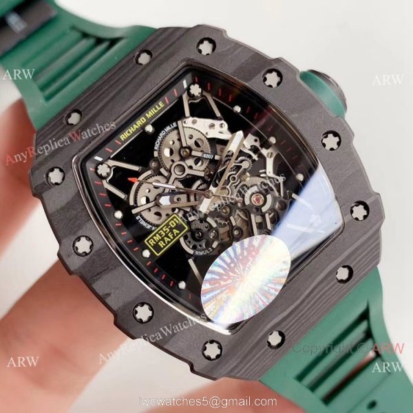 AAA Replica Richard Mille RM 035-01 Rafa Rafael Nadal Watch Green Rubber Band 3