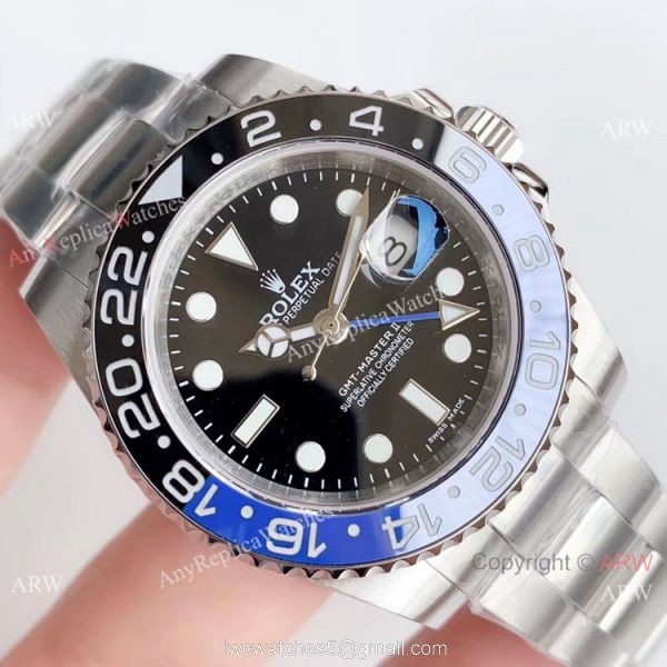 Noob Factory V3 Rolex GMT Master II Blue Black Replica Watch SS Oyster Band 3