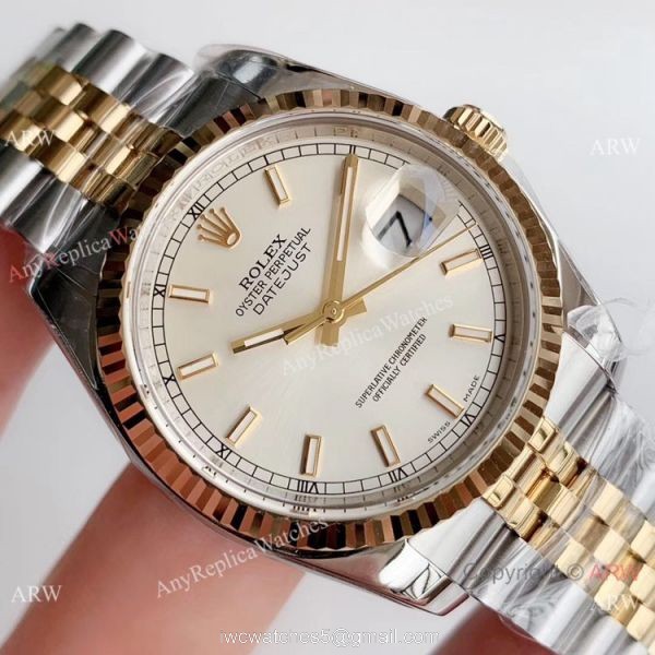 Copy Rolex Datejust 36mm Two Tone 904L Watch from AR Rolex Factory 3