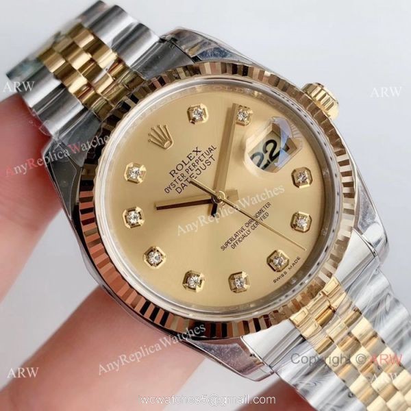 Rolex ?R Factory Datejust Two-Tone Diamond Swiss Replica Watch V2 Version 3